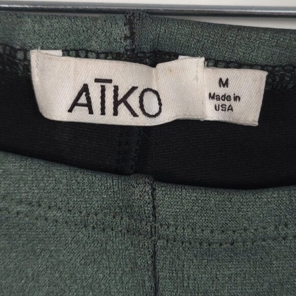 AIKO Women’s Leggings Metallic Green Stretch STYLE 253-AFA14061 USA MADE MEDIUM - Picture 3 of 9